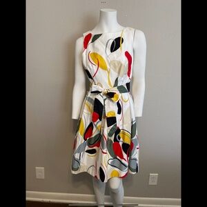 ANNE KLEIN classy pleated dress, with pockets and belt/bow  Like new. Size 10.